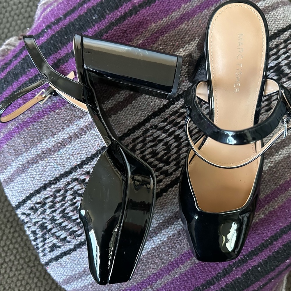 Marc Fisher Glossy Black Heels
